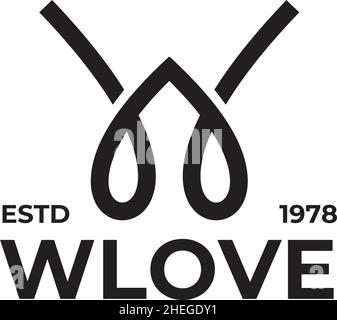 W letter initial knot love vector logo design Stock Vector