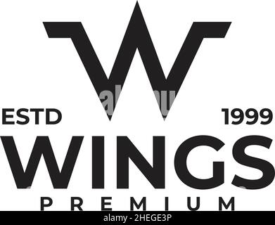 Wing W letter vector logo design Stock Vector
