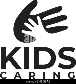 Kids caring hand palm vector logo design Stock Vector