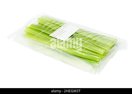 Freshly harvested celery stalk on isolated white background Stock Photo