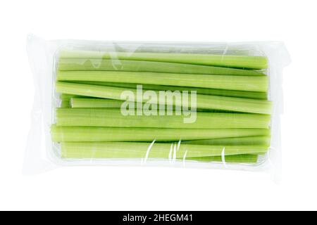 Freshly harvested celery stalk on isolated white background Stock Photo