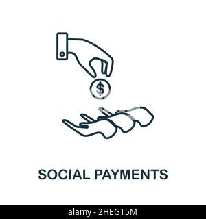 Social Payments icon. Line element from crisis collection. Linear Social Payments icon sign for web design, infographics and more. Stock Vector