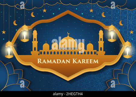 beautiful ramadan kareem design illustration. ramadan kareem background. ramadan greeting card. vector design Stock Vector