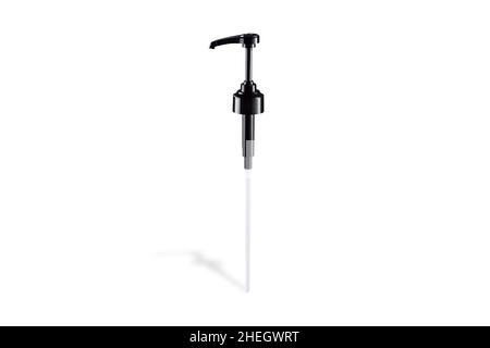 Spray bottle top isolated on white background. Water sprayer tube. Adjustable pump sprayer bottle. Replacement pump oil spray. Tubes for cosmetic Stock Photo