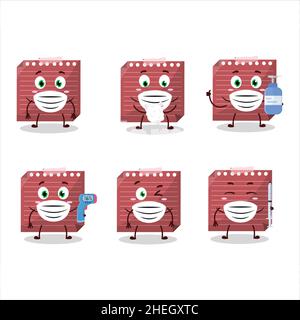 A picture of red sticky note cartoon design style keep staying healthy during a pandemic. Vector illustration Stock Vector
