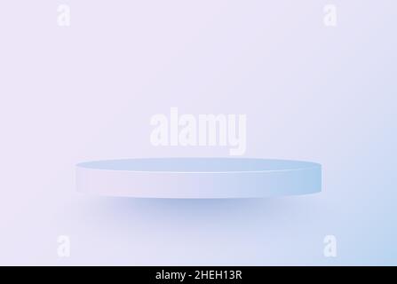 3D blue semicircular shelf or pedestal on a blue pastel wall. Vector abstract rendering of geometric shape for product presentation. Stock Vector