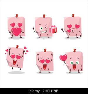 Pink sticky note cartoon character with nope expression. Vector ...