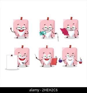 Professor pink sticky note academic cartoon character working on laboratory. Vector illustration Stock Vector