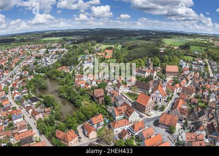 Hilpoltstein is a town in the Roth district of Central Franconia, south of Nuremberg. Stock Photo