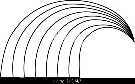 This is a illustration of A curved rainbow with a sense of perspective Stock Vector