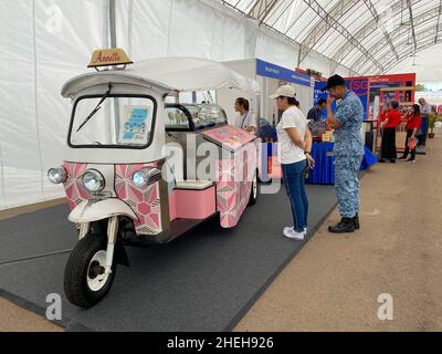 Singapore - Feb 12, 2020. Rickshaw model for display at a shopping mall near Changi Airport, Singapore. Stock Photo