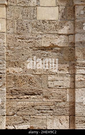 Texture of rough stone wall in ancient temple niche Stock Photo