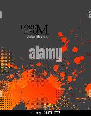 Background with blots. Frame for text . Orange and gray. Vector illustration Stock Vector