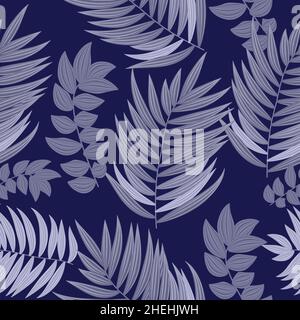 Seamless vector pattern with tropical palm leaves, jungle background,  plants, botanical design for fashion, fabric, wallpaper Stock Vector