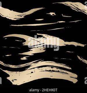 Gold on black abstract vector seamless pattern, great design for any purposes. Vintage decorative design. Stock Vector
