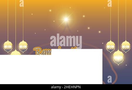 Ramadan greetings background illustration, Elegant greeting card design template, place for text greeting cards and banners for Ramadan kareem Stock Vector