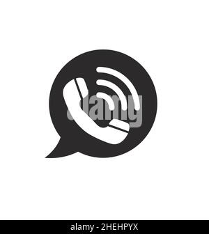 simple classic telephone hotline in round speech bubble icon vector isolated on white background Stock Vector
