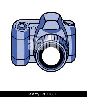 purple kids cartoon photography camera front view simple vector isolated on white background Stock Vector