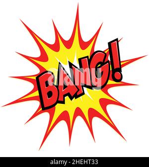 classic simple cartoon comic explosion bang text blast element isolated on white background vector Stock Vector