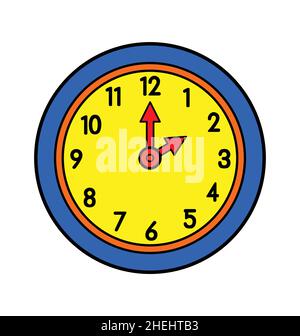 simple colorful cartoon wall clock for kids educational vector isolated on white background Stock Vector