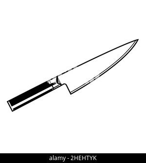 japanese style gyuto chef knife outline icon isolated on white ...
