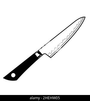 japanese style gyuto chef knife outline icon isolated on white ...