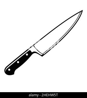 german style chef knife outline icon isolated on white background vector Stock Vector