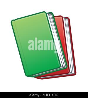 2 books red and green cartoon icons element vector isolated on white background Stock Vector