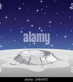 lunar moon surface crater with stars and space in background vector illustration Stock Vector