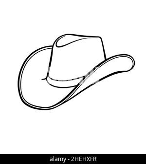 Cartoon Cowboy Stetson Hat Black Silhouette Vector Isolated On White 