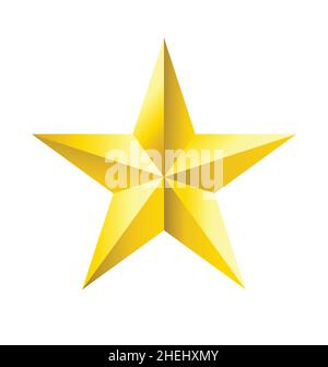 faceted gold star vector element isolated on white background Stock Vector
