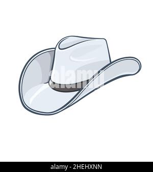 cartoon Cowboy stetson hat white vector isolated on white background Stock Vector