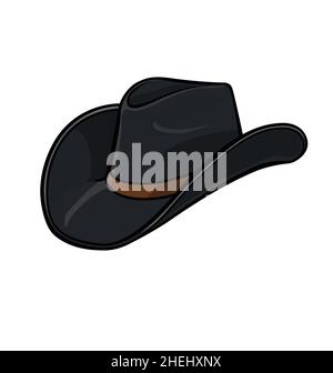 cartoon Cowboy stetson hat black vector isolated on white background Stock Vector