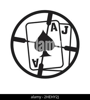 blackjack ace jack 21 sniper scope target crosshair vector isolated on white background Stock Vector
