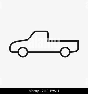 Pickup truck vector line icon. Car pictogram. Stock Vector