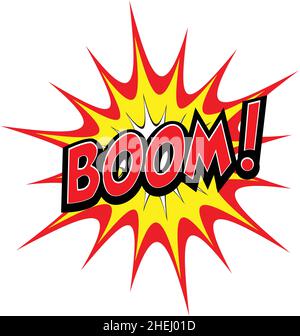 cartoon comic explosion boom text blast element isolated on white background vector Stock Vector