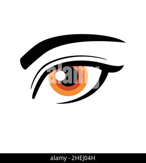 simple beautiful human female brown eye vector illustration black and white icon isolated on white background Stock Vector