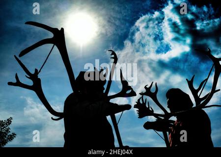 Horn dancers at Abbots Bromley in Staffordshire Stock Photo