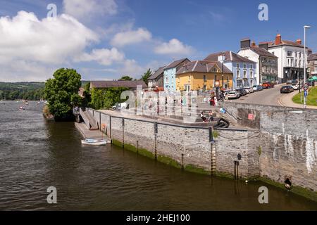 Cardigan town on the river Afon Teifi, Ceredigion, Wales Stock Photo