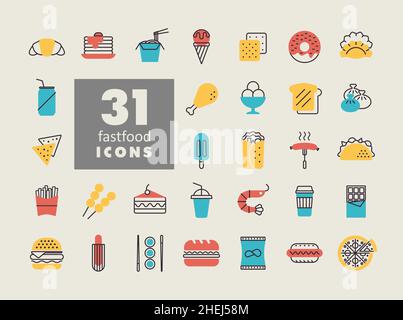 Fastfood, Food court vector icon. Graph symbol for cooking web site and apps design, logo, app, UI Stock Vector
