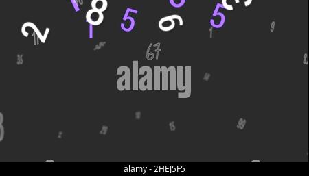 Digital image of multiple changing numbers floating against grey background Stock Photo