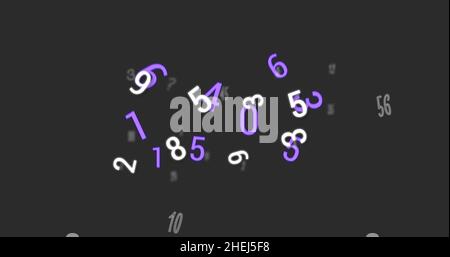 Digital image of multiple changing numbers floating against grey background Stock Photo