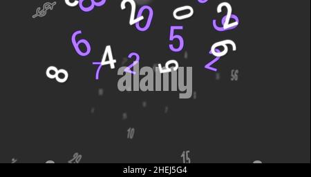 Digital image of multiple changing numbers floating against grey background Stock Photo