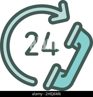 24 hours call center icon outline vector. Operator work. Customer service Stock Vector