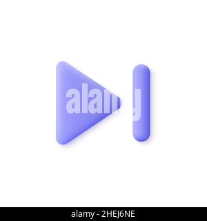Skip to the end, next, music player button. 3d vector icon. Cartoon minimal style. Stock Vector