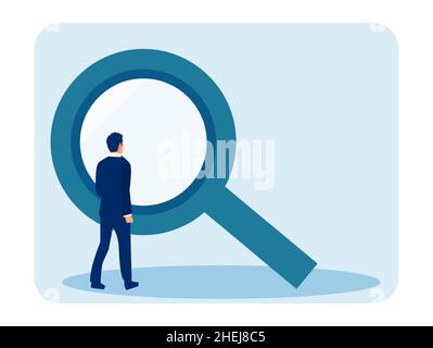 Vector of a businessman looking through a magnifying glass Stock Vector
