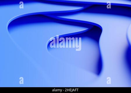 3d illustration of a  blue geometric  lines, stripes similar to waves  . Futuristic shape, abstract modeling. Stock Photo