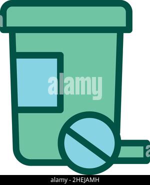 Medical tablet jar icon outline vector. Medicine pharma. Virus treatment Stock Vector