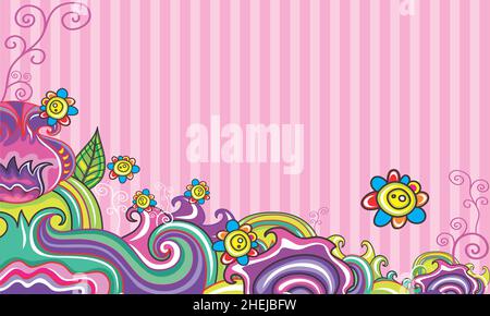 Pinky beautifull decoration designed with a flower pattern drawing vector Stock Vector