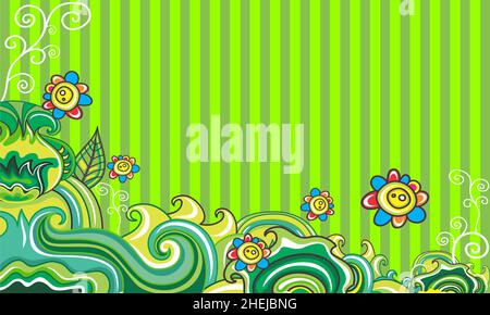 Green beautifull decoration designed with a flower pattern drawing vector Stock Vector